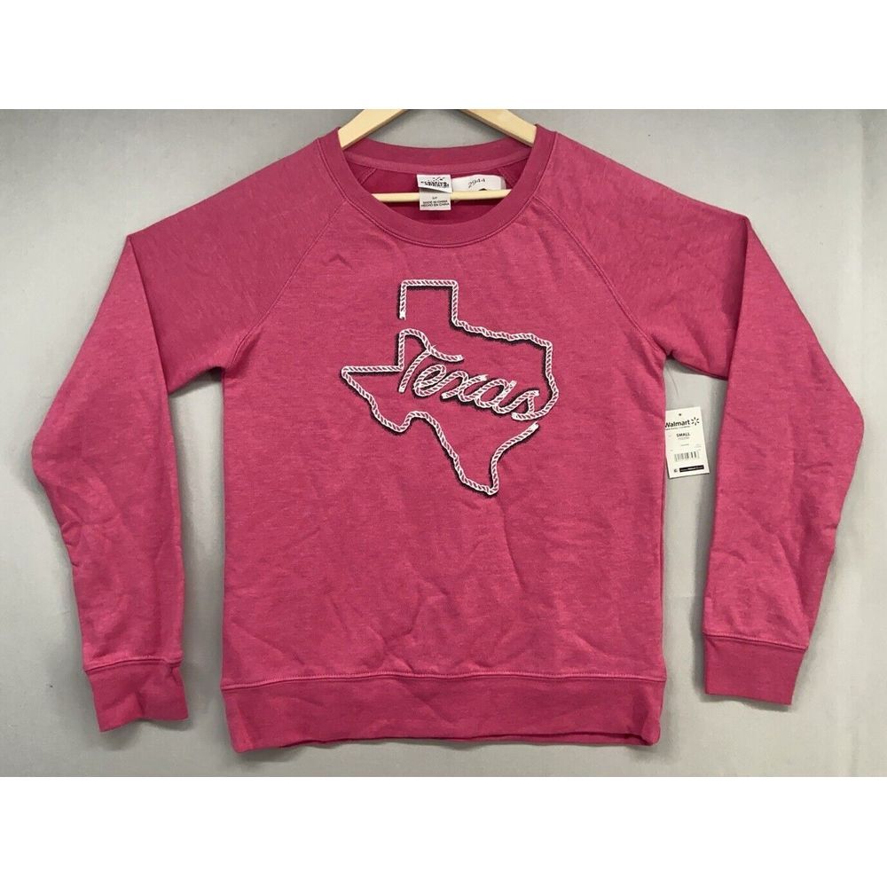 Texas Sweatshirt Womens SMALL Pink Lasso Lone Star State Creative Apparel Gift‎